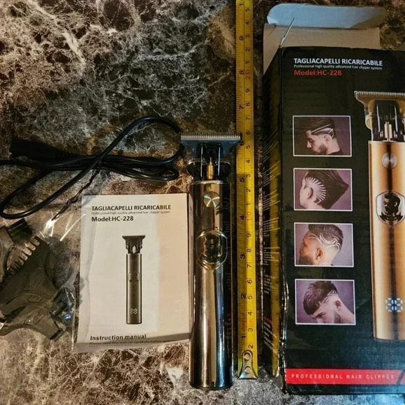 Metallic Gray Electric Men Hair Clipper USB Rechargeable w. 3 Guide Combs - NWOT - Picture 1 of 17